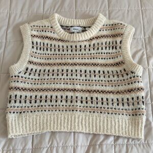 ONLY Women's Cream and Black Patterned Sweater Vest